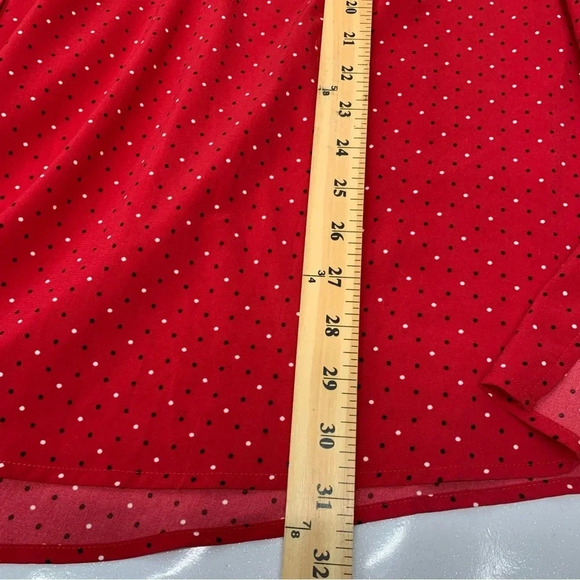 Catherines Blouse Woman 5XL Red Polka Dot Button Up  Roll Tab Work Travel Office - Picture 9 of 12